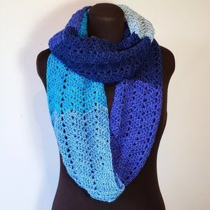 Multi-Blue Handmade Crochet Infinity Scarf
